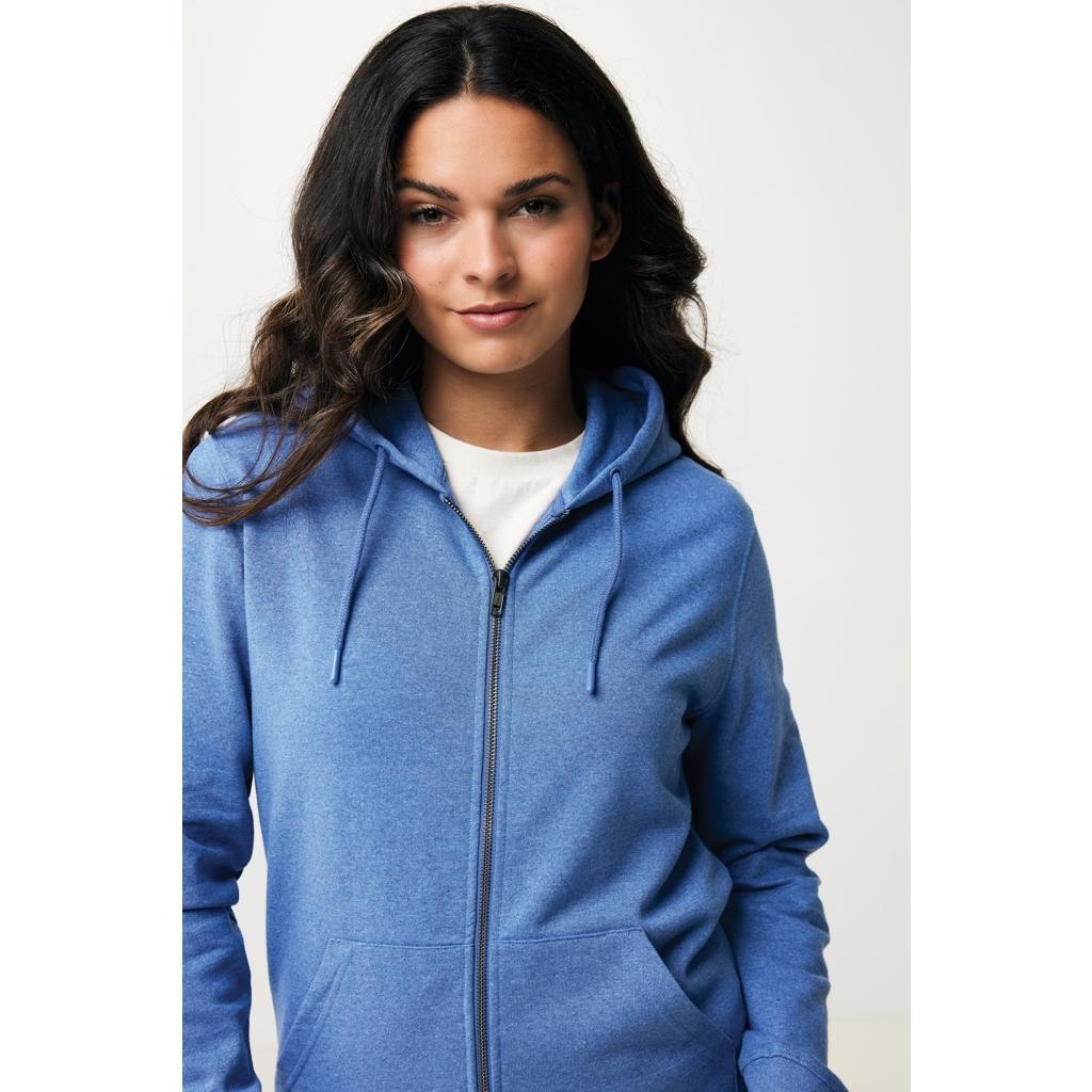 Hanorac cu fermoar din bumbac reciclat Iqoniq Abisko heather blue M