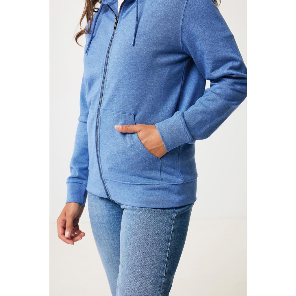 Hanorac cu fermoar din bumbac reciclat Iqoniq Abisko heather blue M