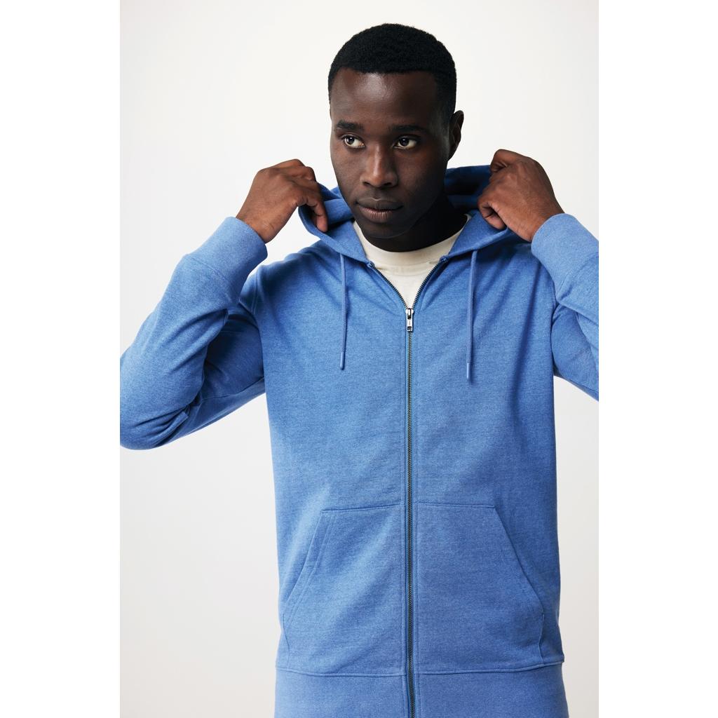 Hanorac cu fermoar din bumbac reciclat Iqoniq Abisko heather blue M