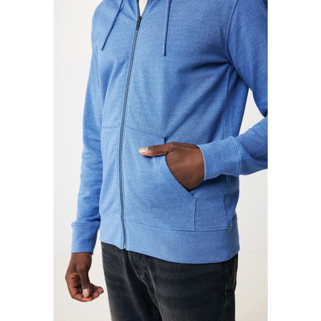 Hanorac cu fermoar din bumbac reciclat Iqoniq Abisko heather blue M