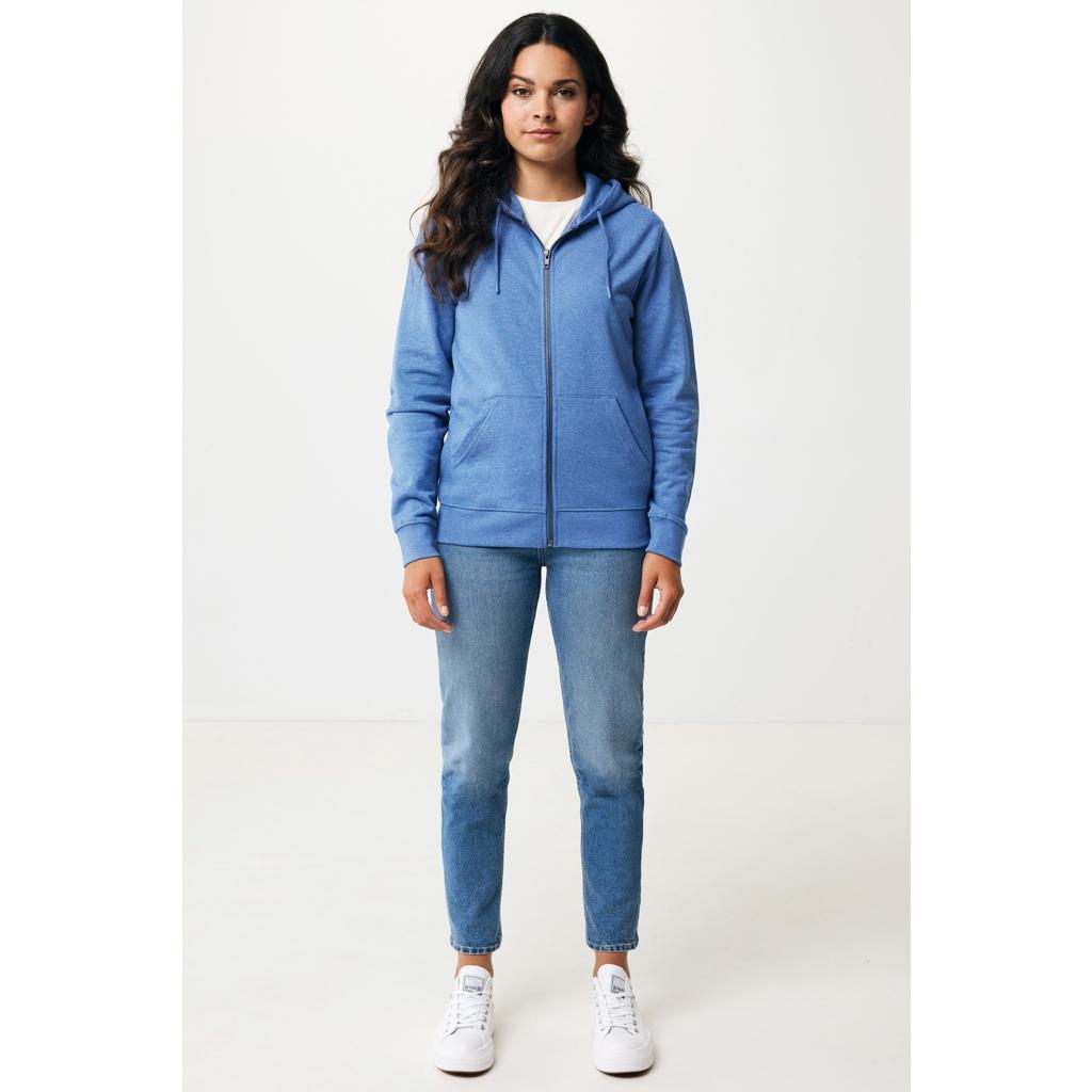Hanorac cu fermoar din bumbac reciclat Iqoniq Abisko heather blue M