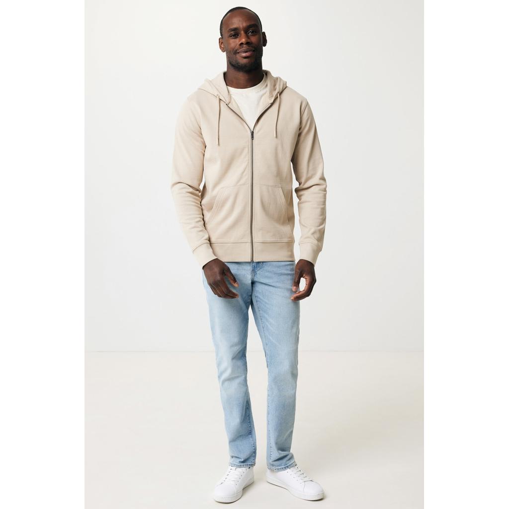 Hanorac cu fermoar din bumbac reciclat Iqoniq Abisko desert XXL