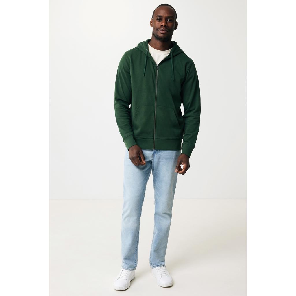 Hanorac cu fermoar din bumbac reciclat Iqoniq Abisko forest green XXL