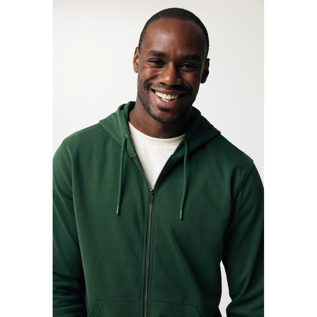 Hanorac cu fermoar din bumbac reciclat Iqoniq Abisko forest green XXL