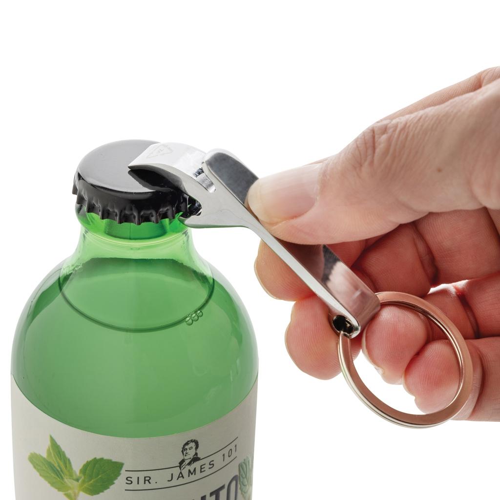 RCS recycled zinc alloy bottle opener keychain silver