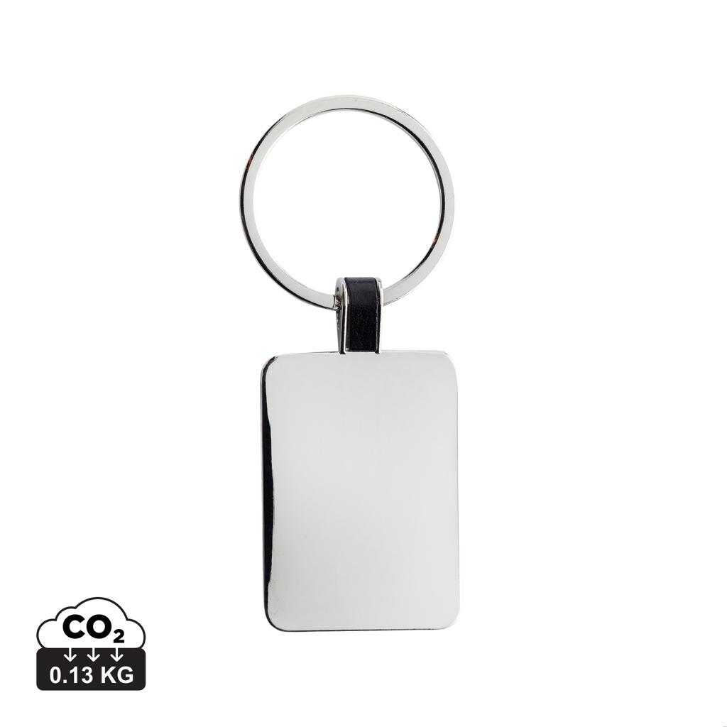 RCS recycled zinc alloy rectangle keyring silver