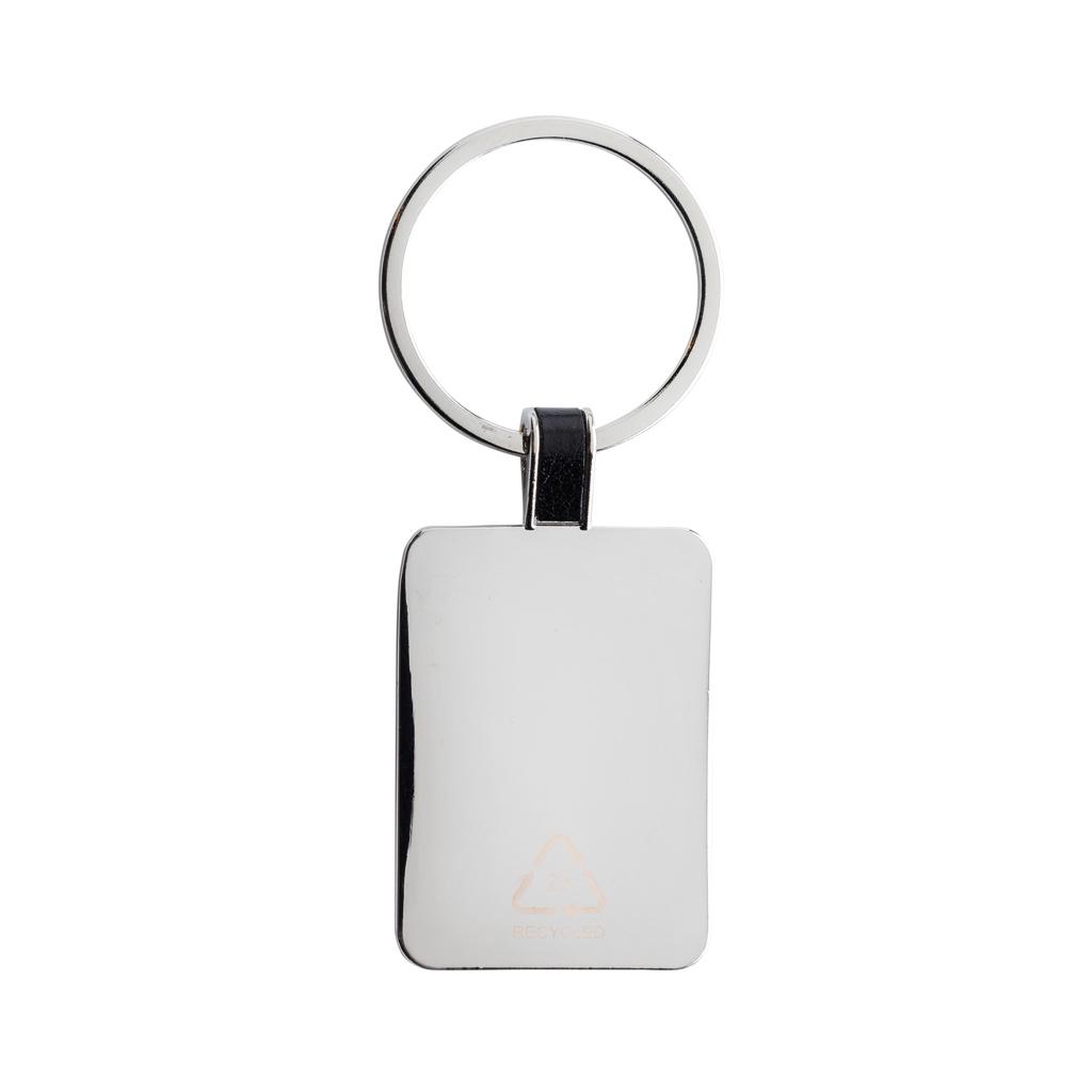 RCS recycled zinc alloy rectangle keyring silver