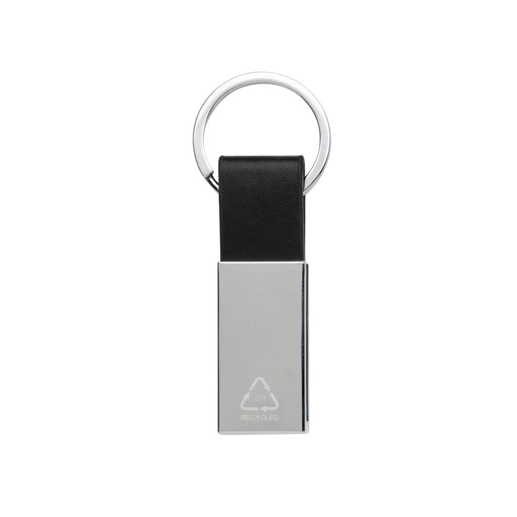 Luxury PU keychain RCS recycled zinc alloy black