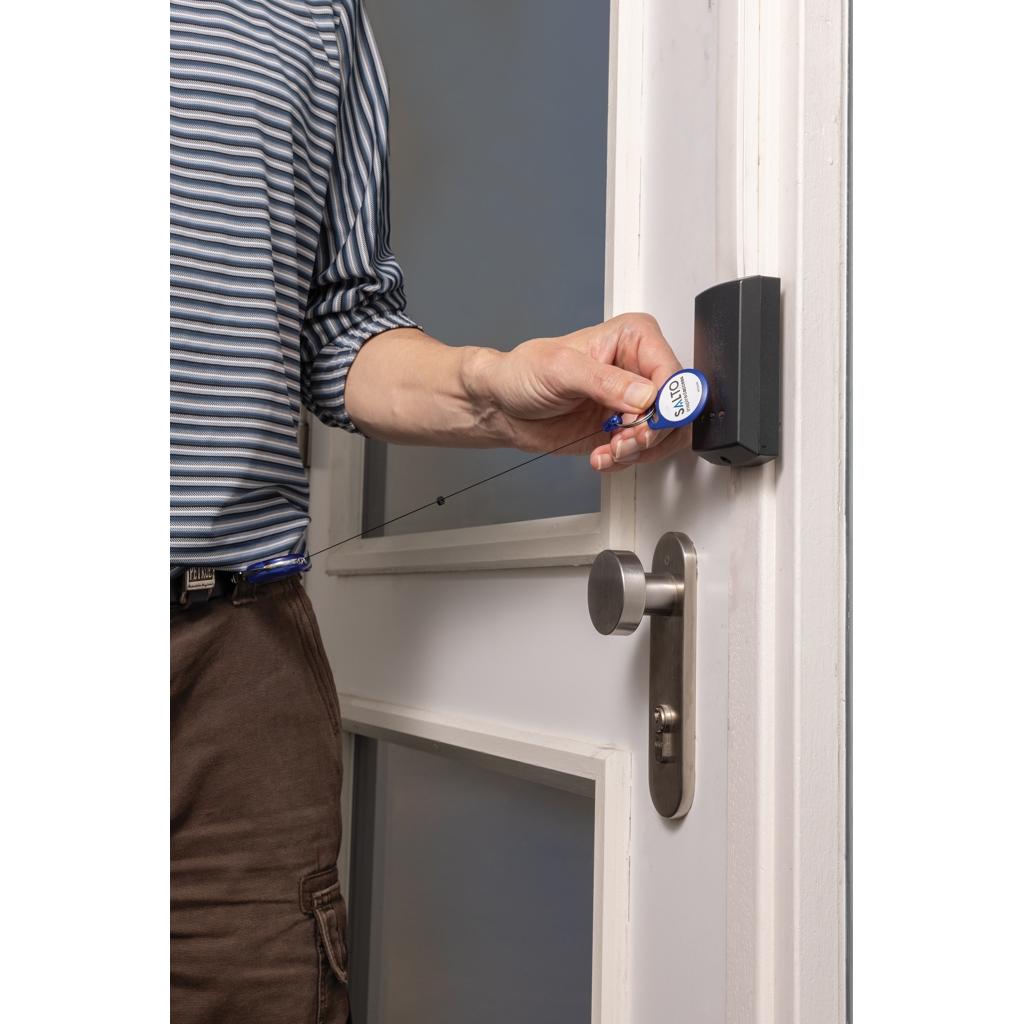 RCS recycled ABS roller clip keychain blue