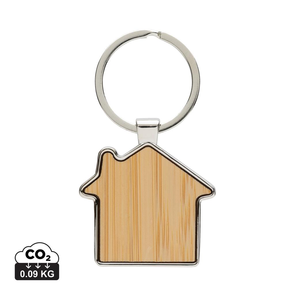 RCS recycled zinc alloy house keychain with bamboo silver