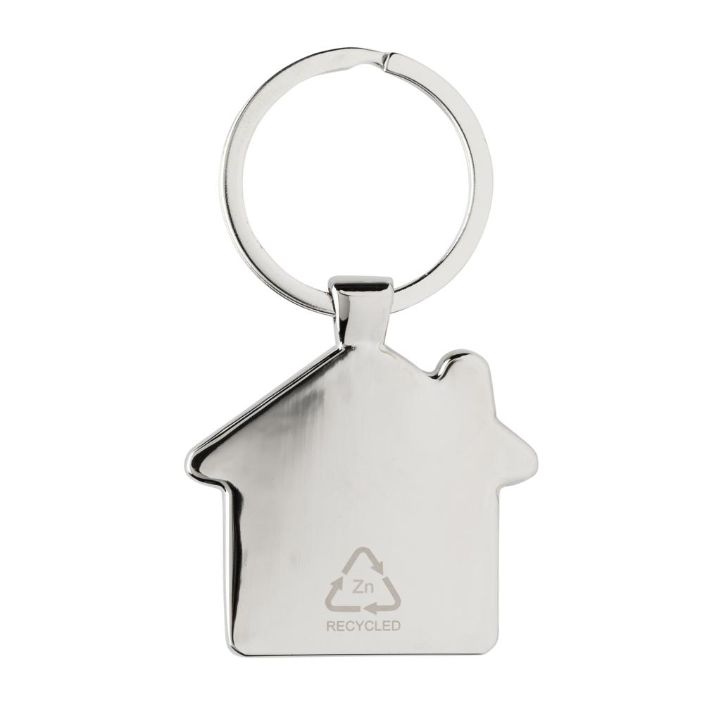RCS recycled zinc alloy house keychain with bamboo silver
