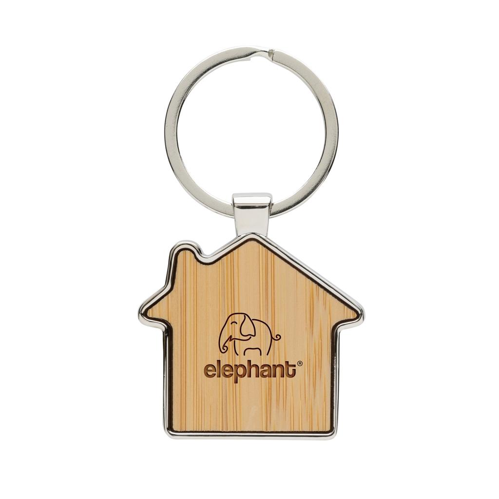 RCS recycled zinc alloy house keychain with bamboo silver