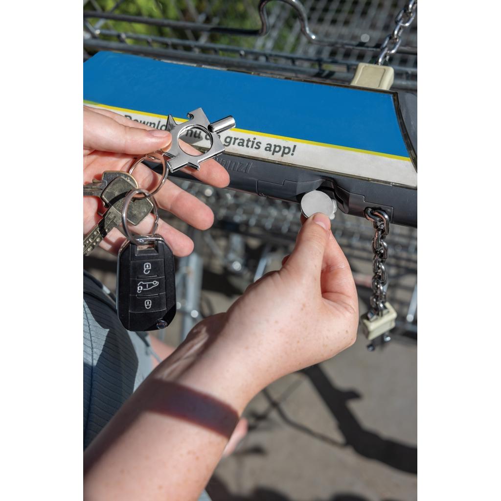 RCS recycled zinc alloy 3 in 1 keychain silver