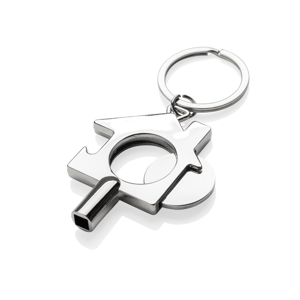 RCS recycled zinc alloy 3 in 1 keychain silver