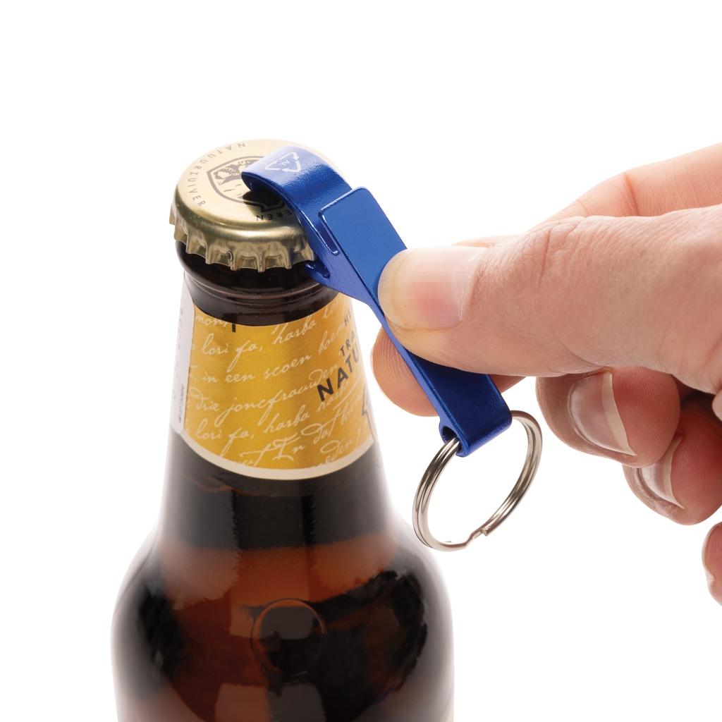 RCS recycled aluminum bottle and can opener blue