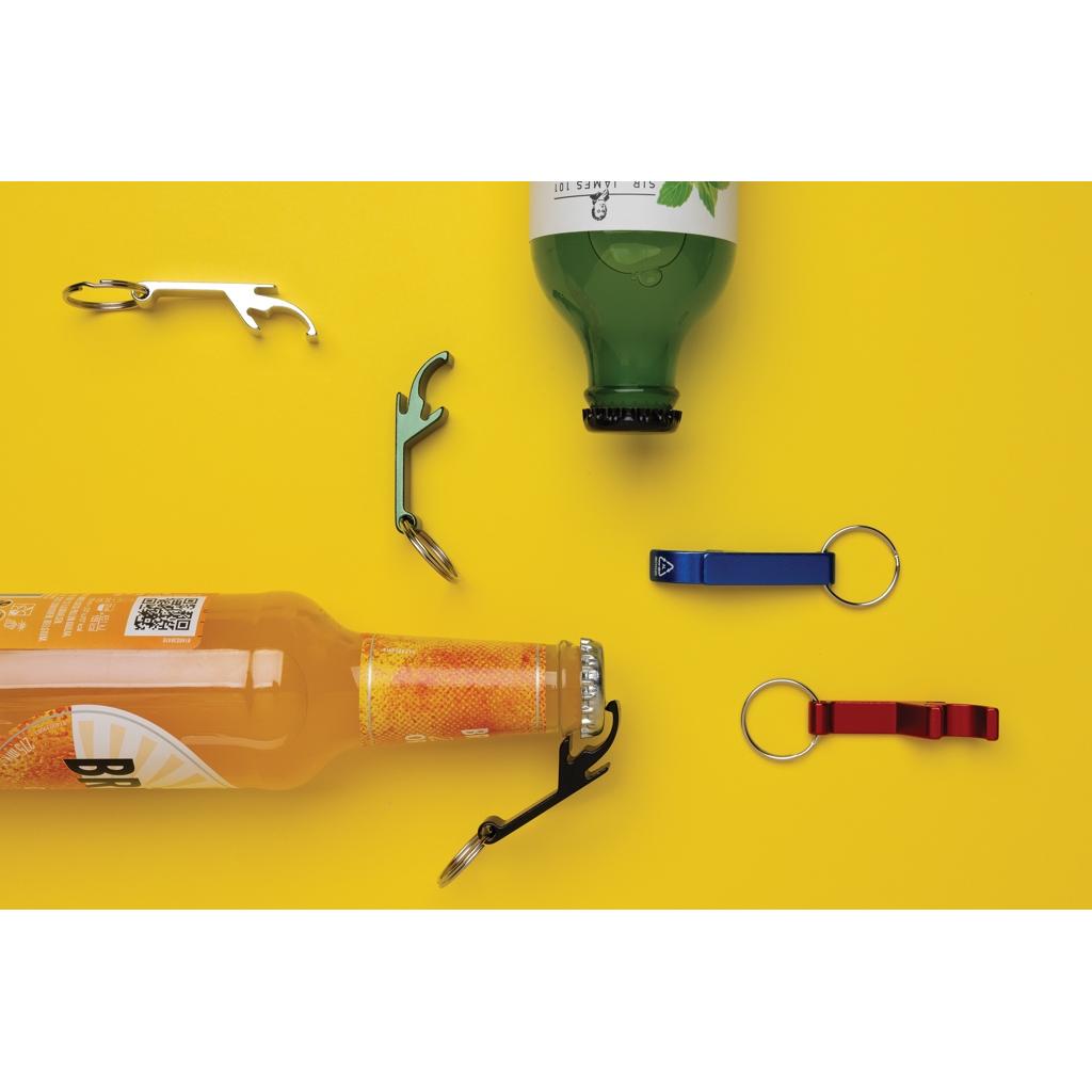RCS recycled aluminum bottle and can opener blue