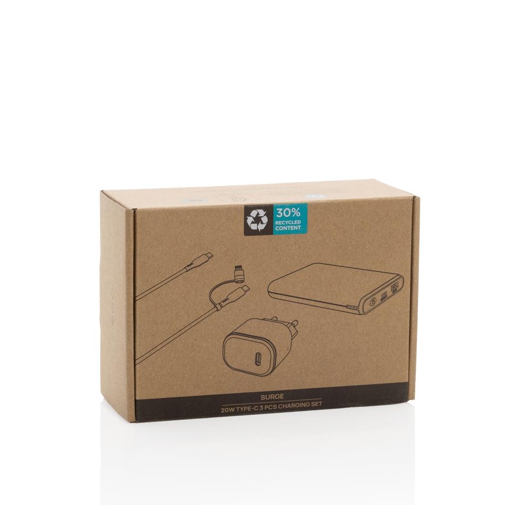 Surge RCS recyled PET 20W type C 3 pcs charging set black