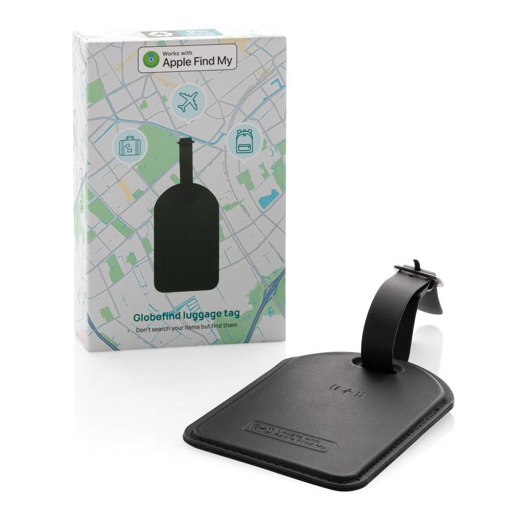Globetrack RCSrPolyester luggage tag with worldwide locating black