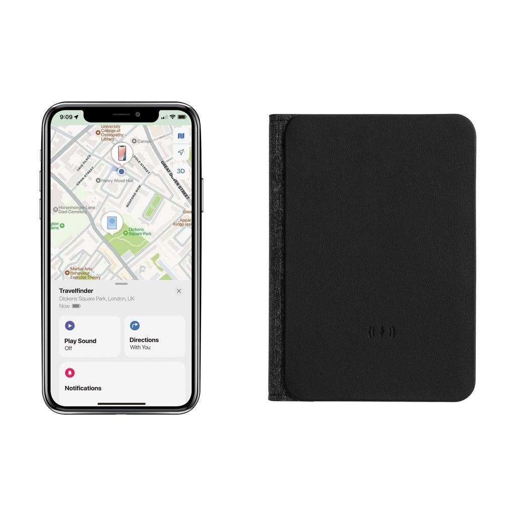 Trackmate RCS rpolyester passport holder worldwide locating black
