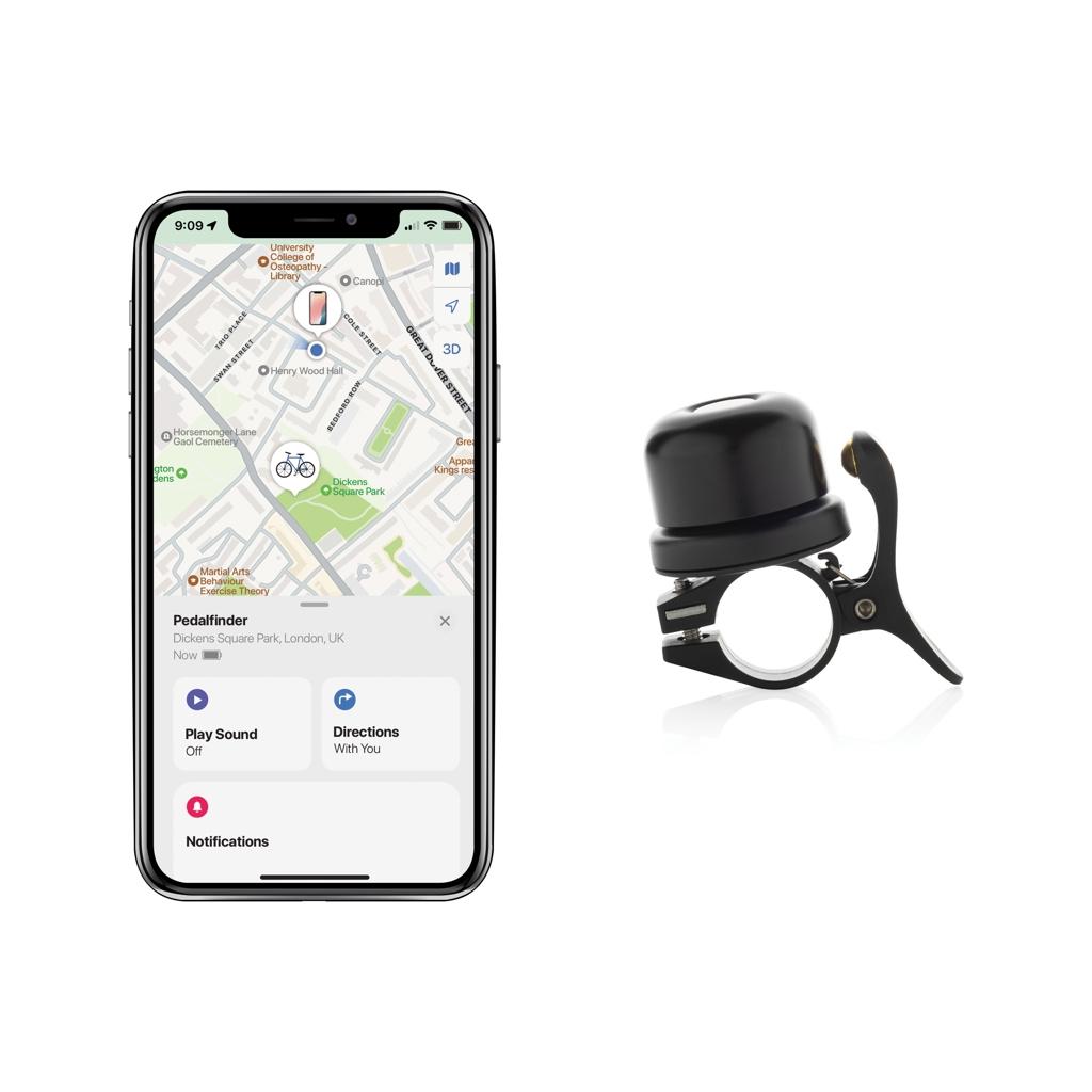 Pedalfinder bike bell with worldwide locating black