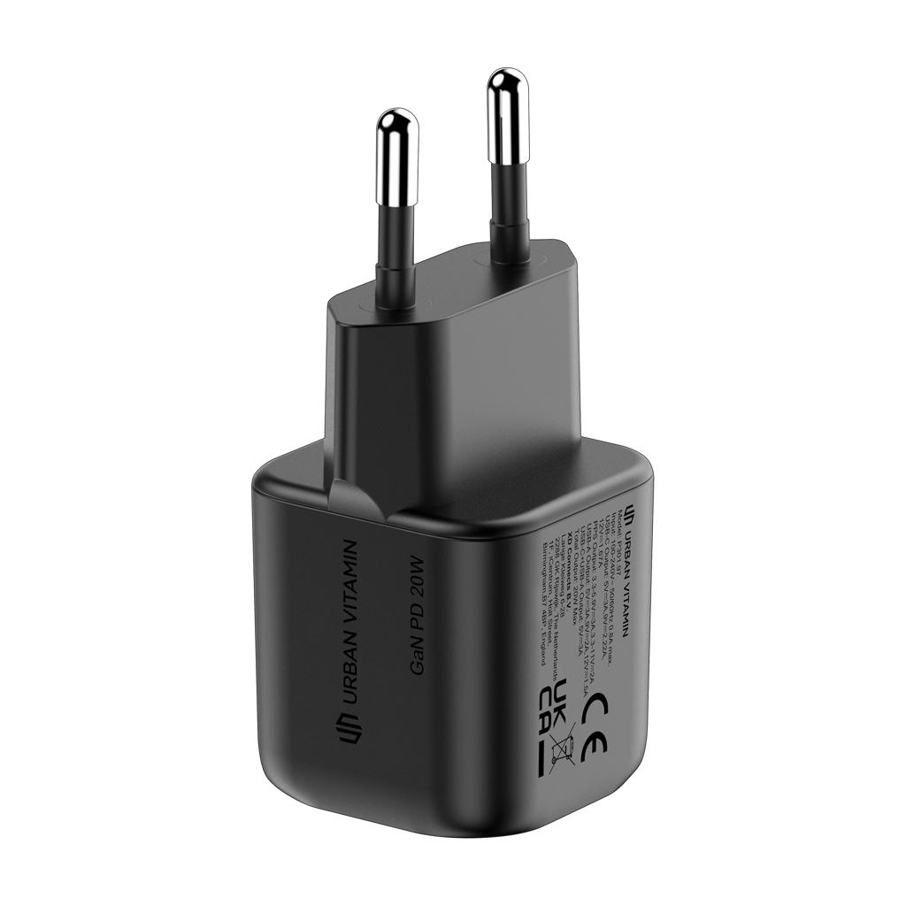 Urban Vitamin Monterey RCS recycled plastic 20W GAN charger black