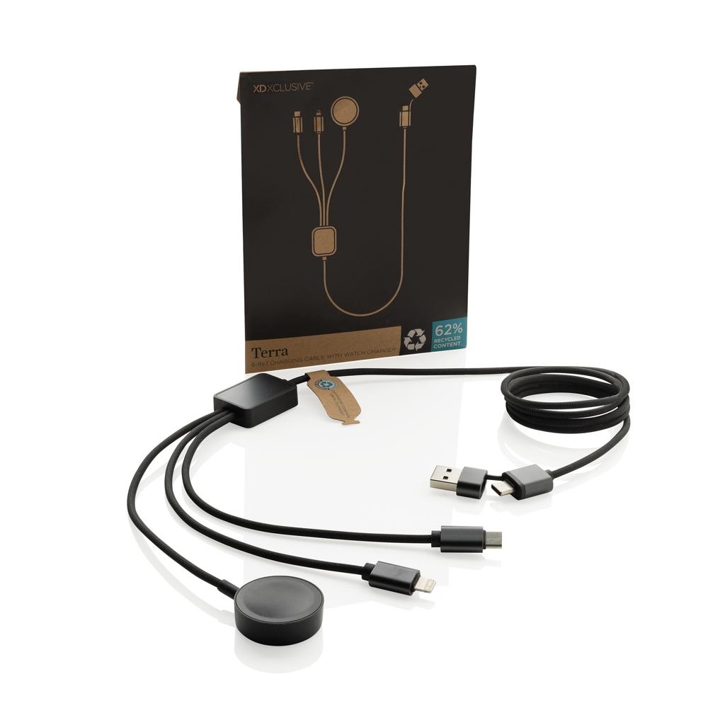 Terra RCS rPET 6-in-1 charging cable with watch charger grey