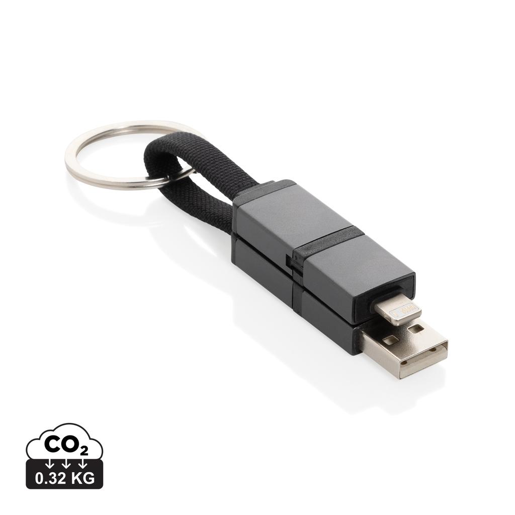 Terra recycled aluminum 4 in 1 60W fast charging cable grey