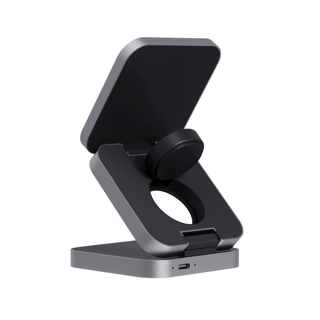 Terra RCS recycled aluminum foldable 3 in 1 15W charger grey