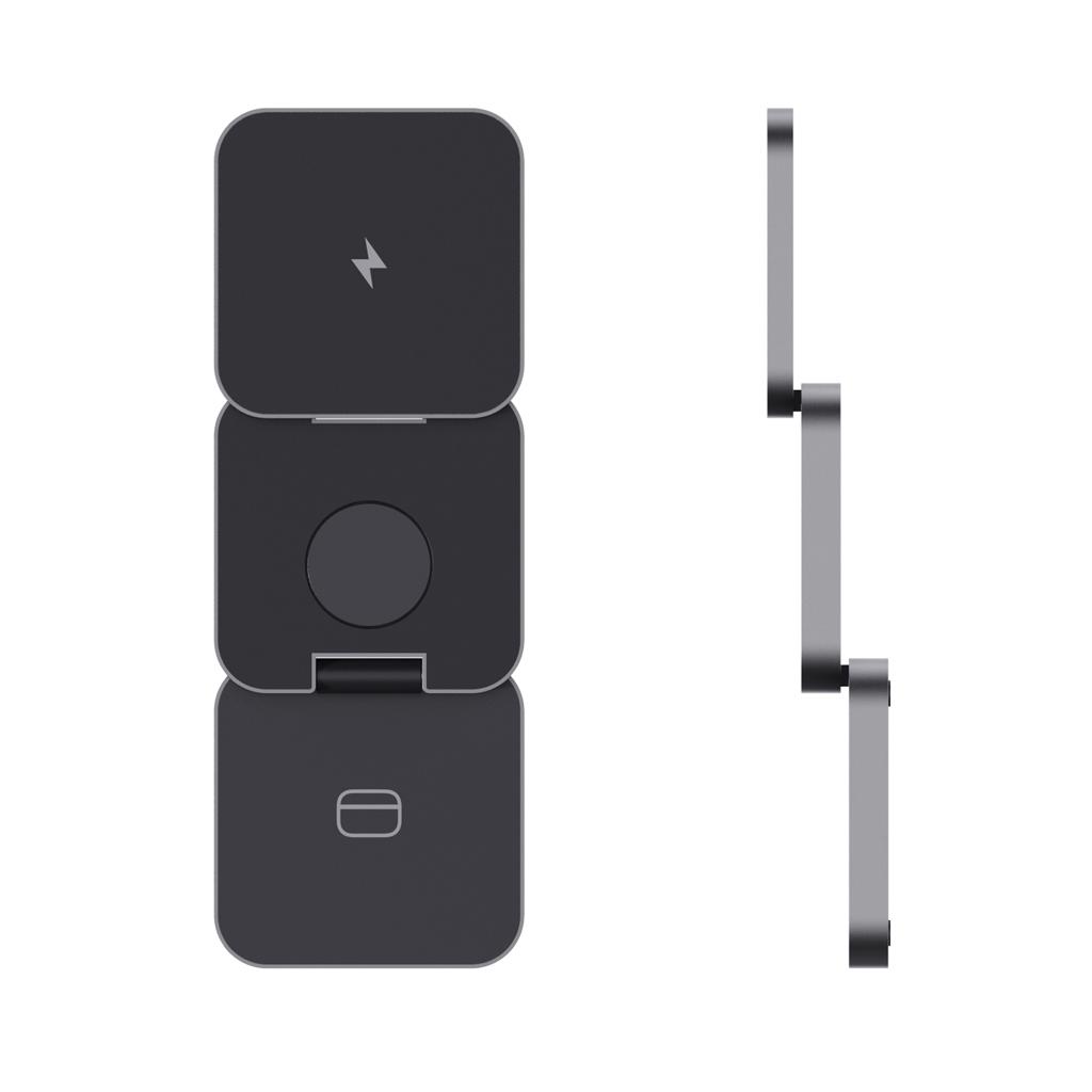 Terra RCS recycled aluminum foldable 3 in 1 15W charger grey