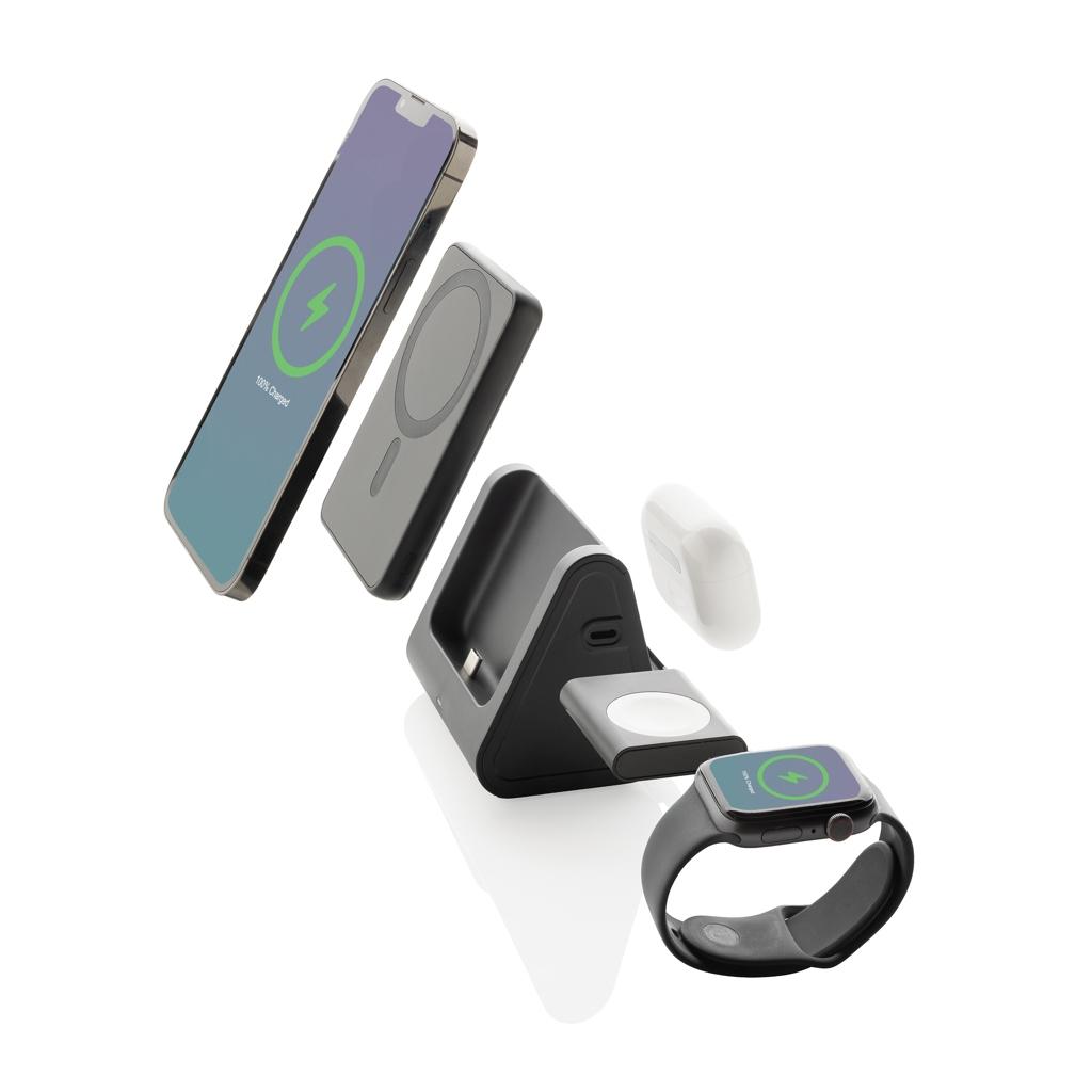 Powerbase RCS recycled plastic 3 in 1 charger with powerbank black