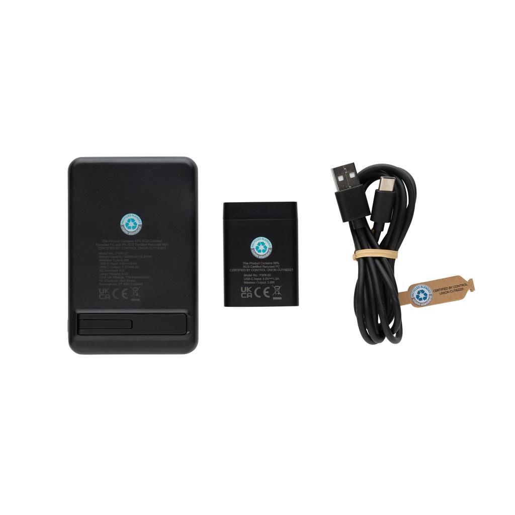 Powerbase RCS recycled plastic 3 in 1 charger with powerbank black
