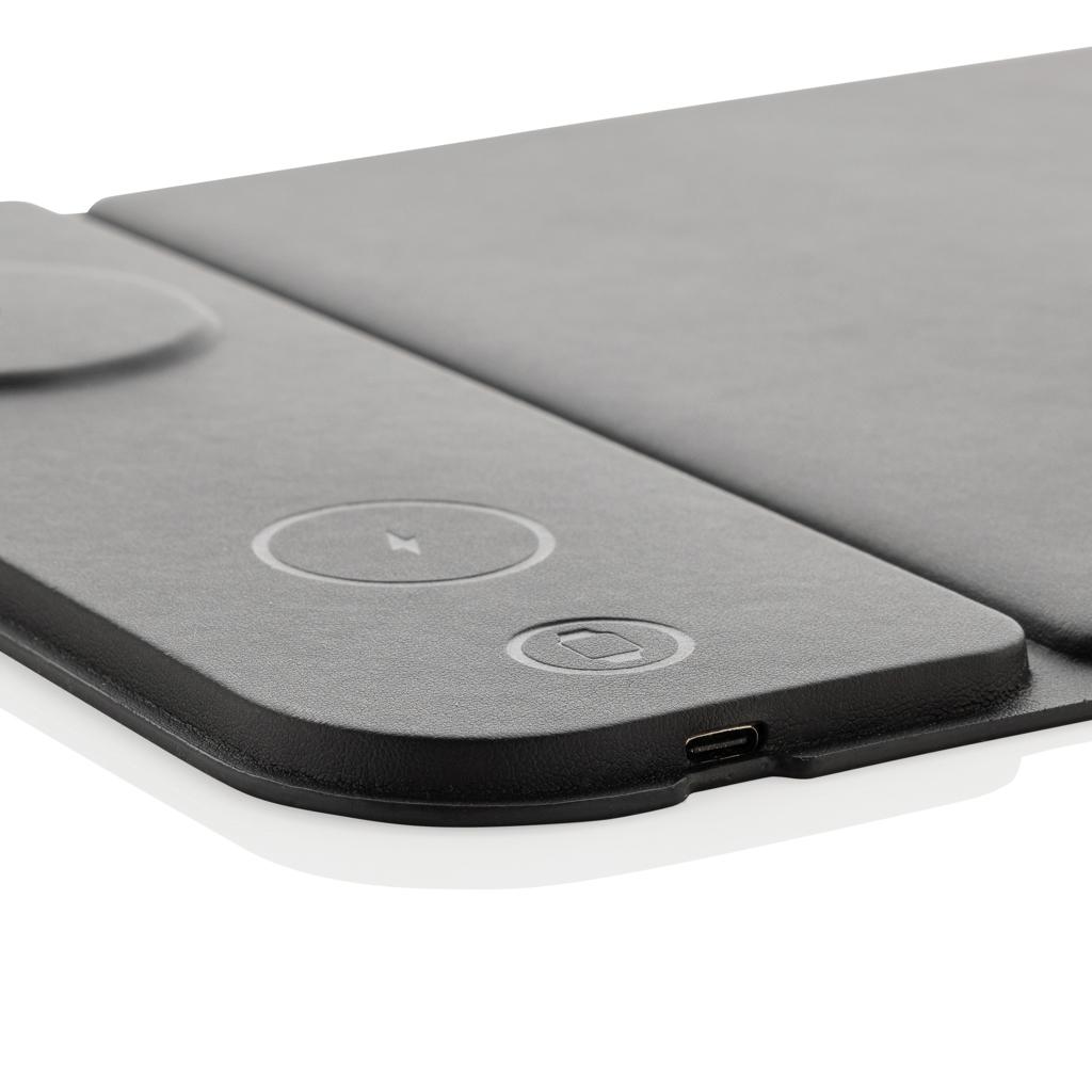 Swiss peak RCS recycled PU 15W 3 in 1 charging mousepad black