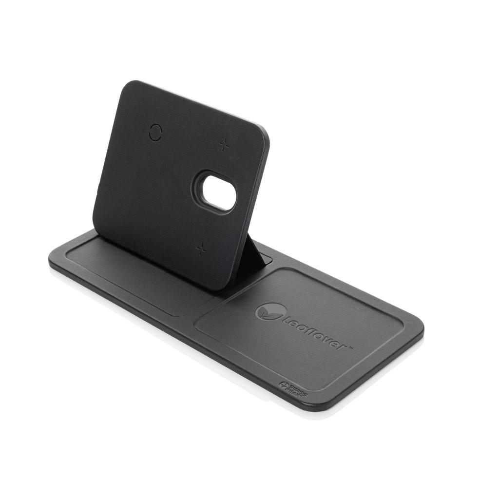 Swiss Peak 3 in 1 RCS recycled PU wireless charger desk tray black