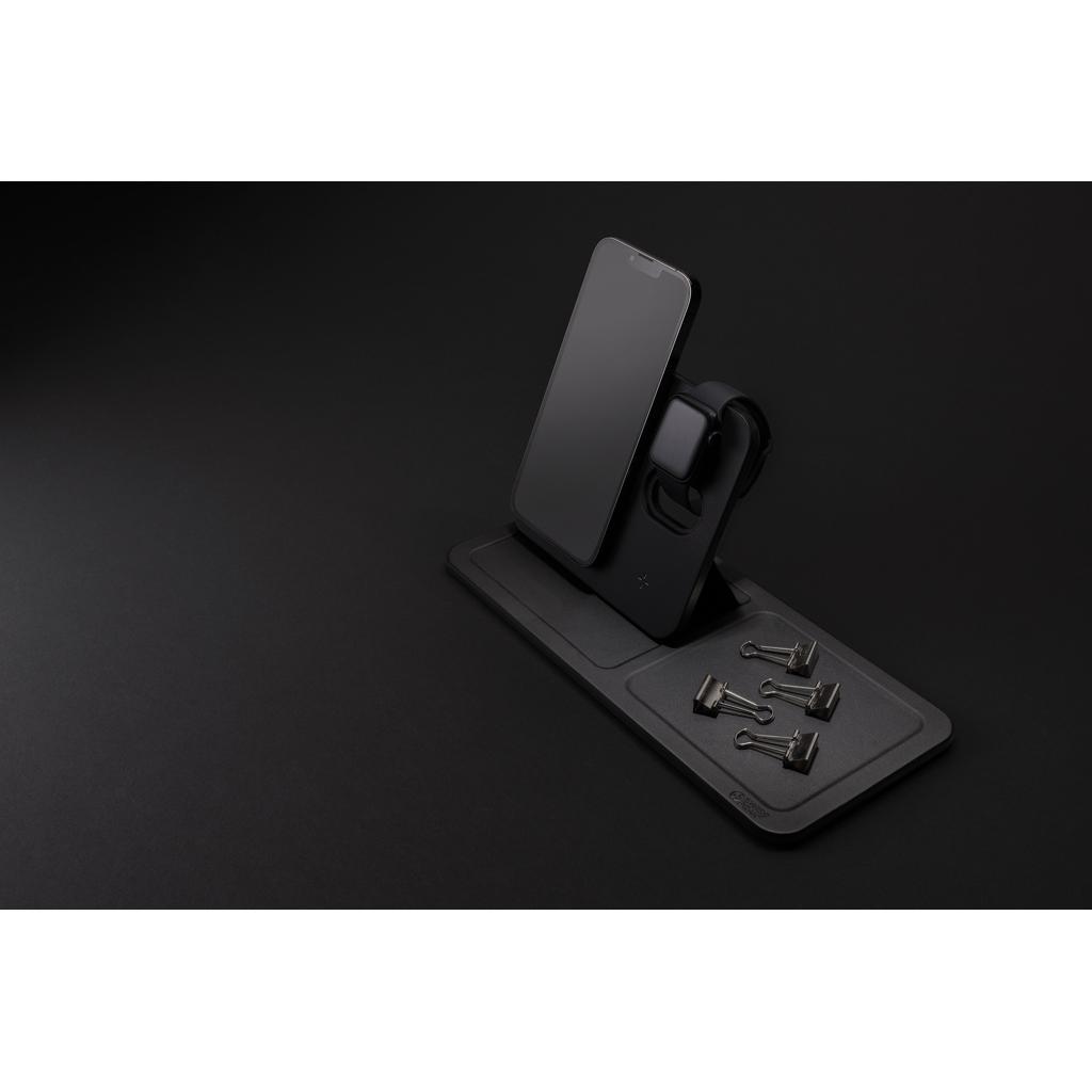 Swiss Peak 3 in 1 RCS recycled PU wireless charger desk tray black