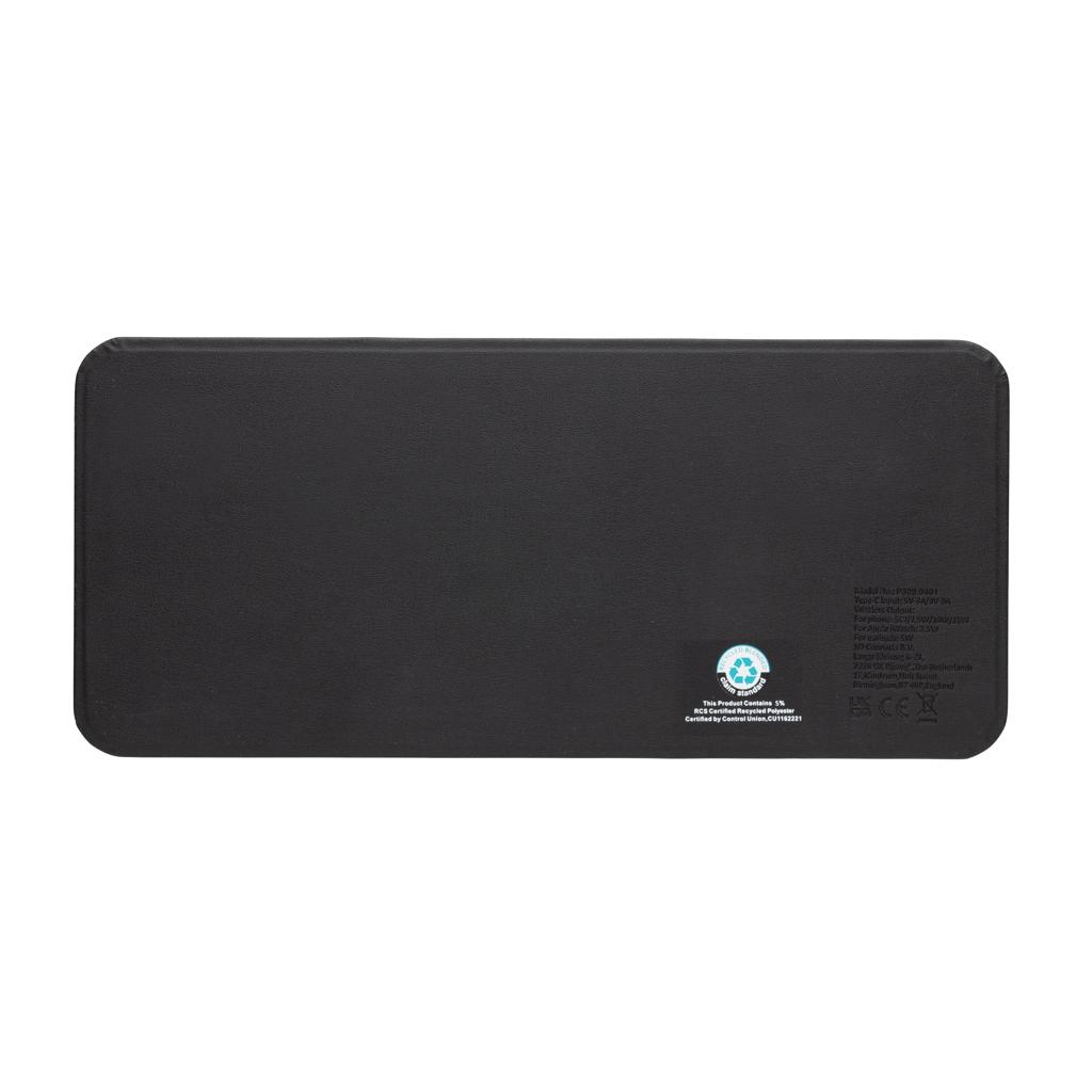 Swiss Peak 3 in 1 RCS recycled PU wireless charger desk tray black