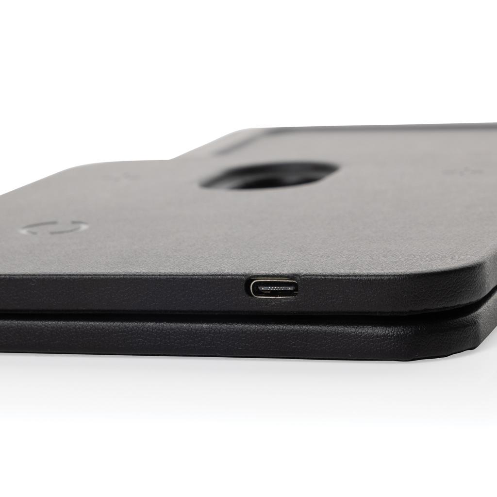 Swiss Peak 3 in 1 RCS recycled PU wireless charger desk tray black