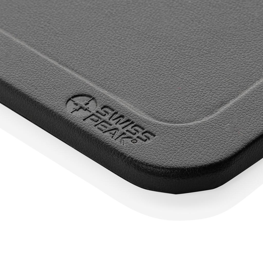 Swiss Peak 3 in 1 RCS recycled PU wireless charger desk tray black