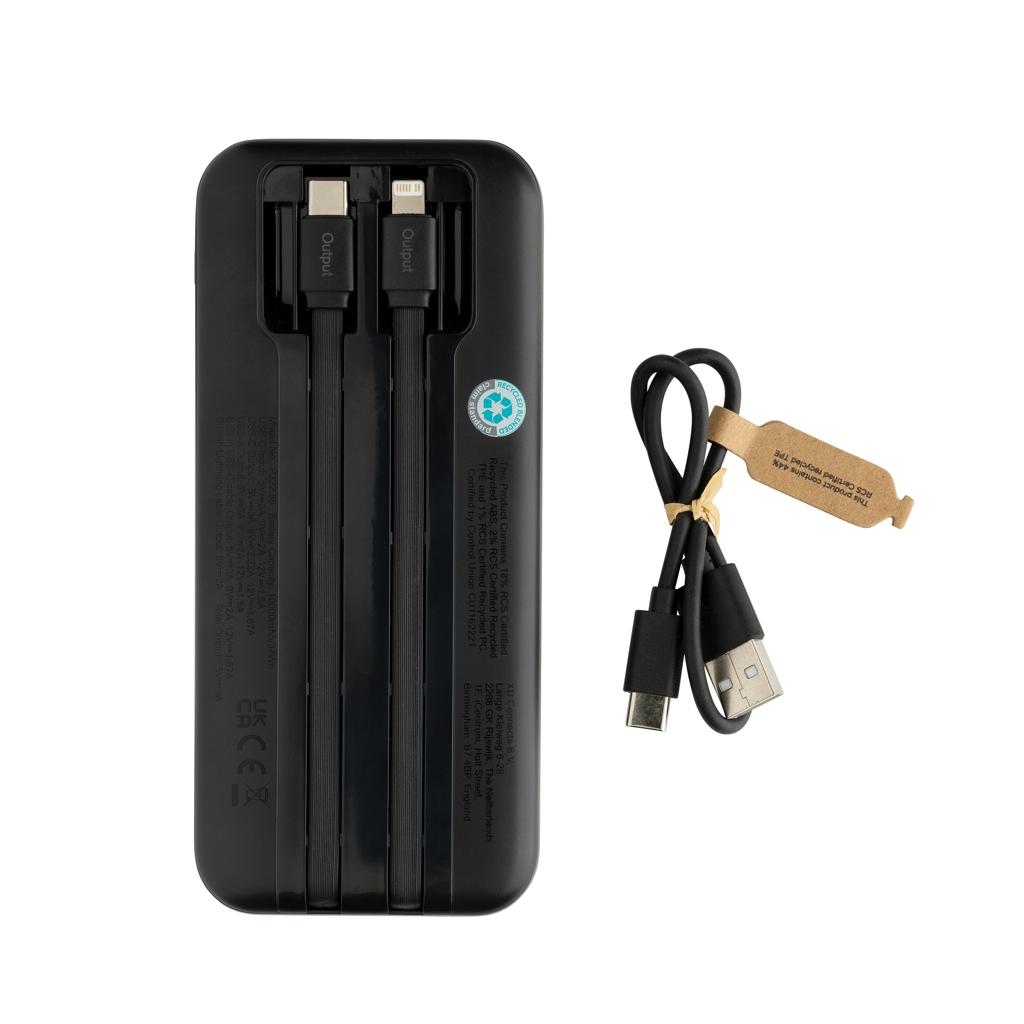 Turbopack RCS rplastic powerbank 10.000 integrated cables black