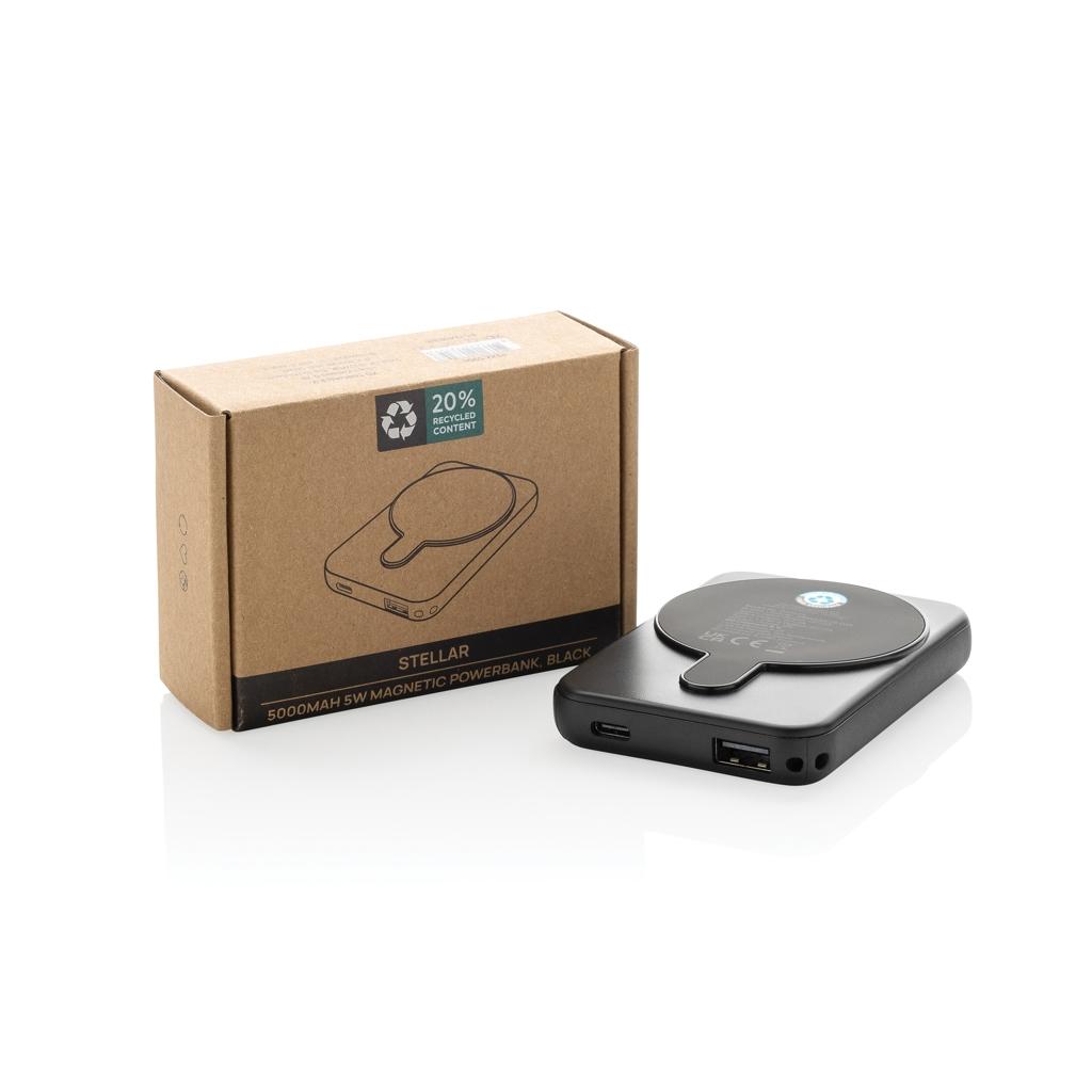 Stellar RCS recycled plastic 5000 mah 5W magnetic powerbank black