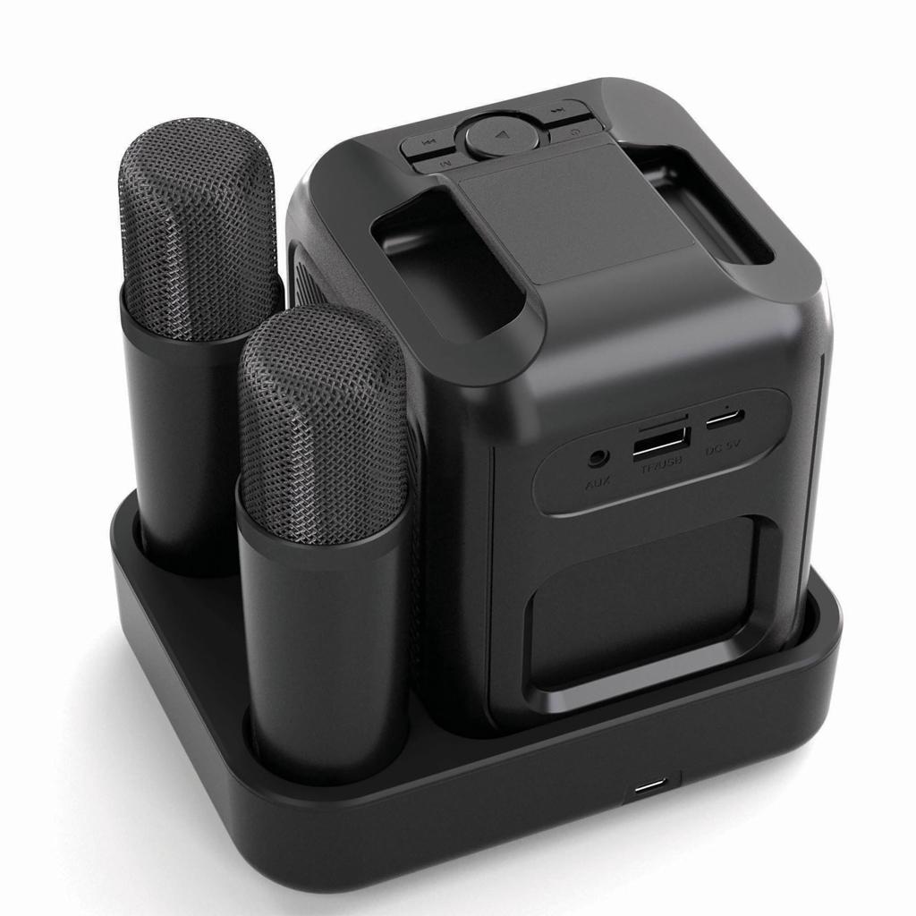 Singvibe RCS recycled plastic karaoke set with double mic black