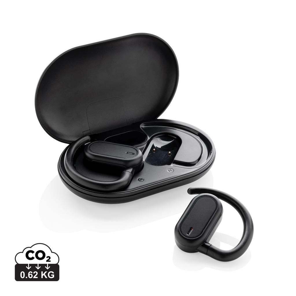 Fitsound RCS recycled plastic open ear TWS earbuds black