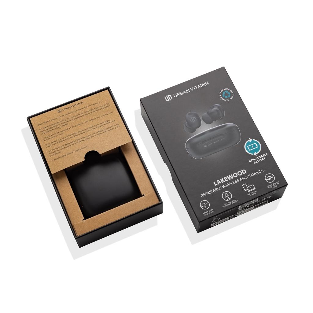 Lakewood RCS recycled and repairable wireless earbuds black