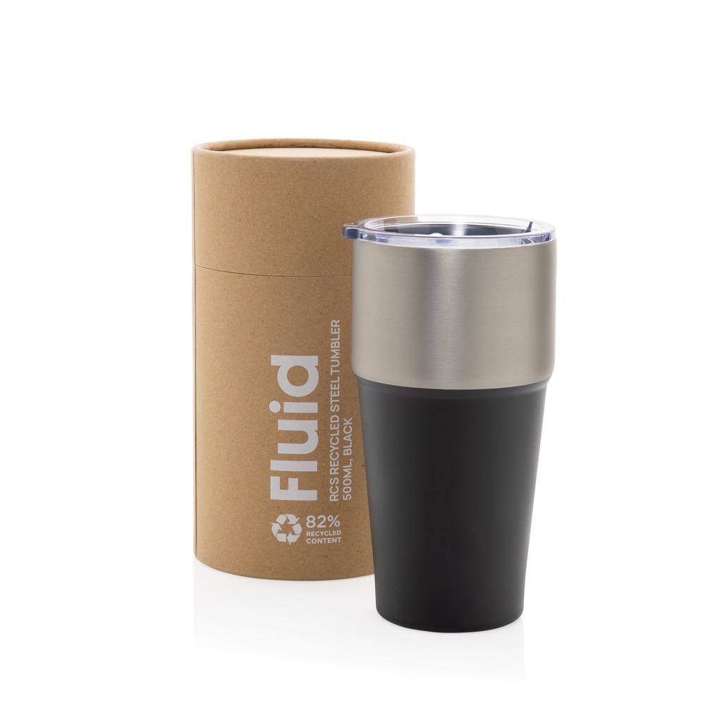 Fluid RCS certified recycled steel tumbler 500ml black