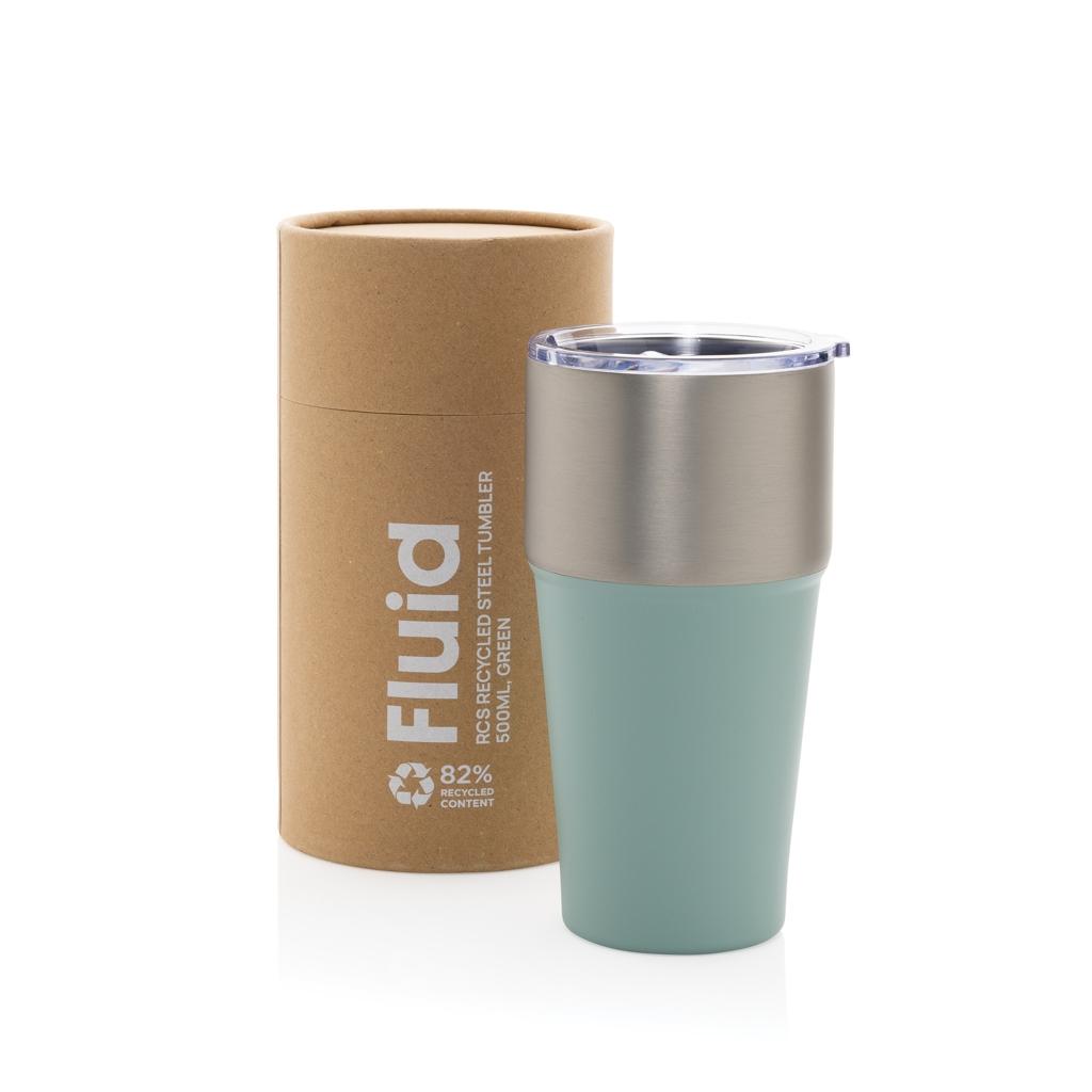 Fluid RCS certified recycled steel tumbler 500ml green