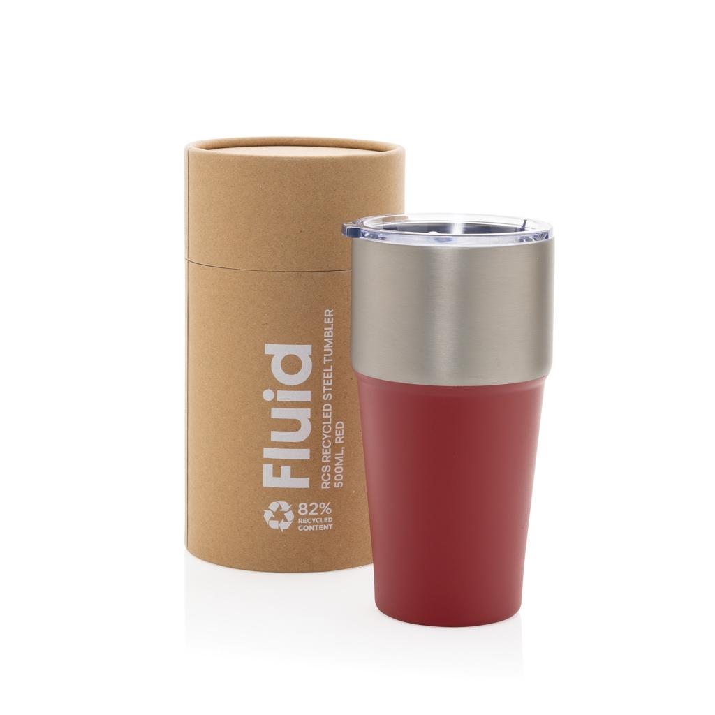 Fluid RCS certified recycled steel tumbler 500ml red