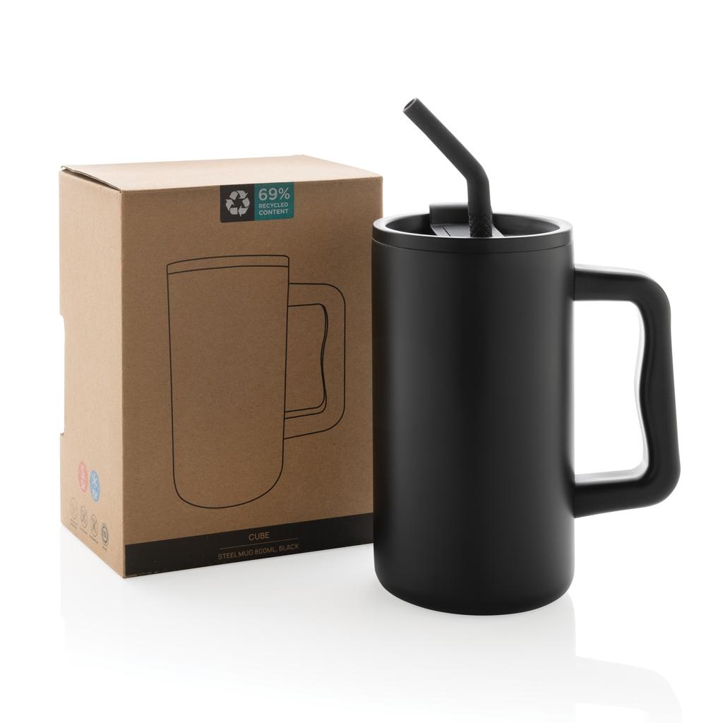 Cube RCS certified recycled steel mug 800ml black