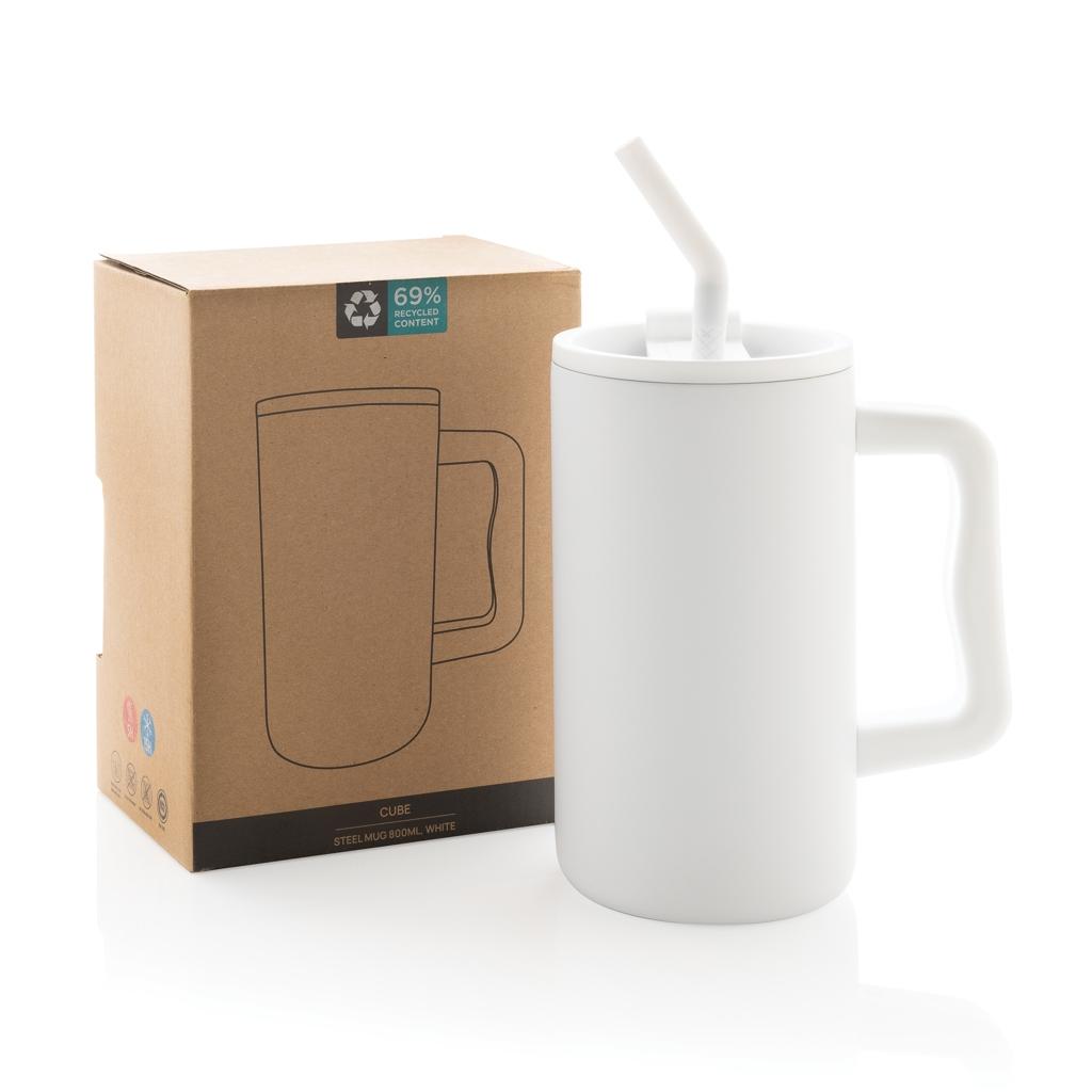Cube RCS certified recycled steel mug 800ml transparent