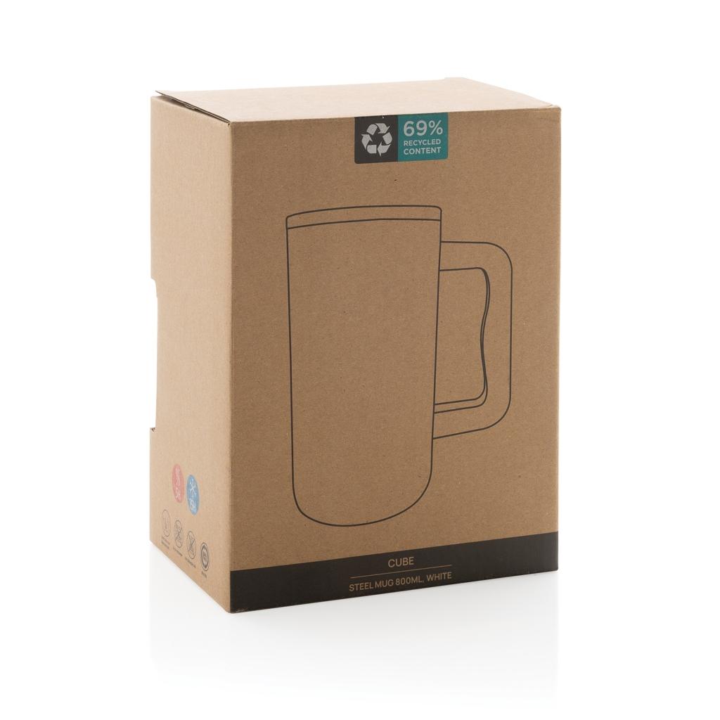 Cube RCS certified recycled steel mug 800ml transparent