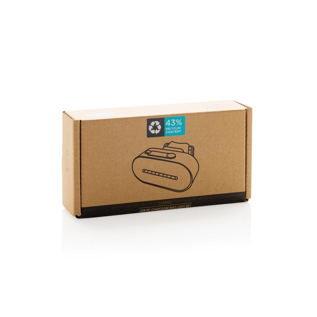 Lumino RCS recycled plastic USB re-chargeable bike light set black