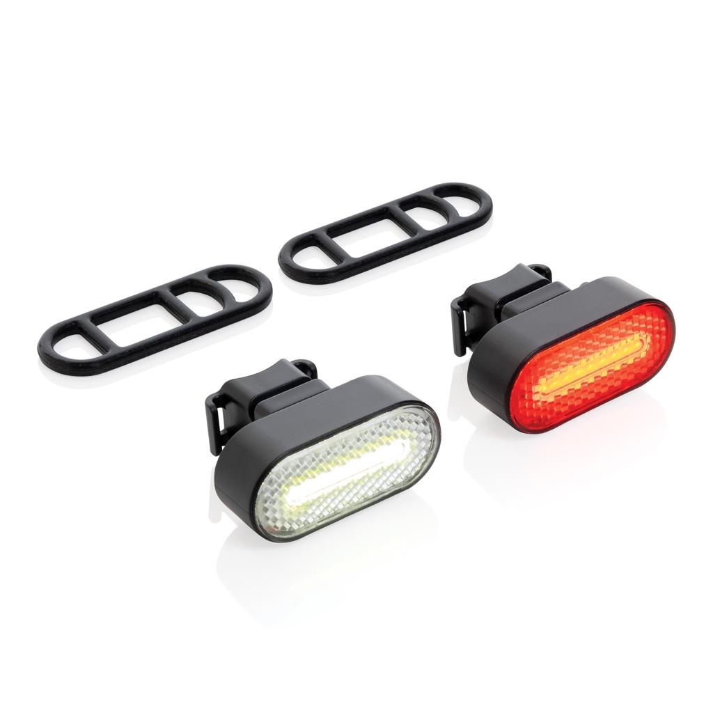 Lumino RCS recycled plastic USB re-chargeable bike light set black